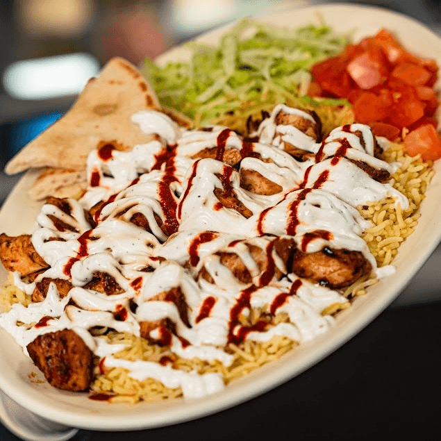 Chicken Kabab Over Rice.