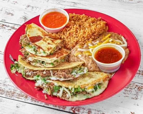 2 Tacos & 2 Quesadillas with Sides.