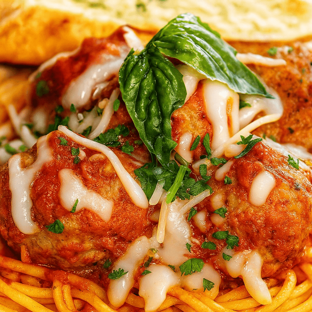 Penne with meatballs.