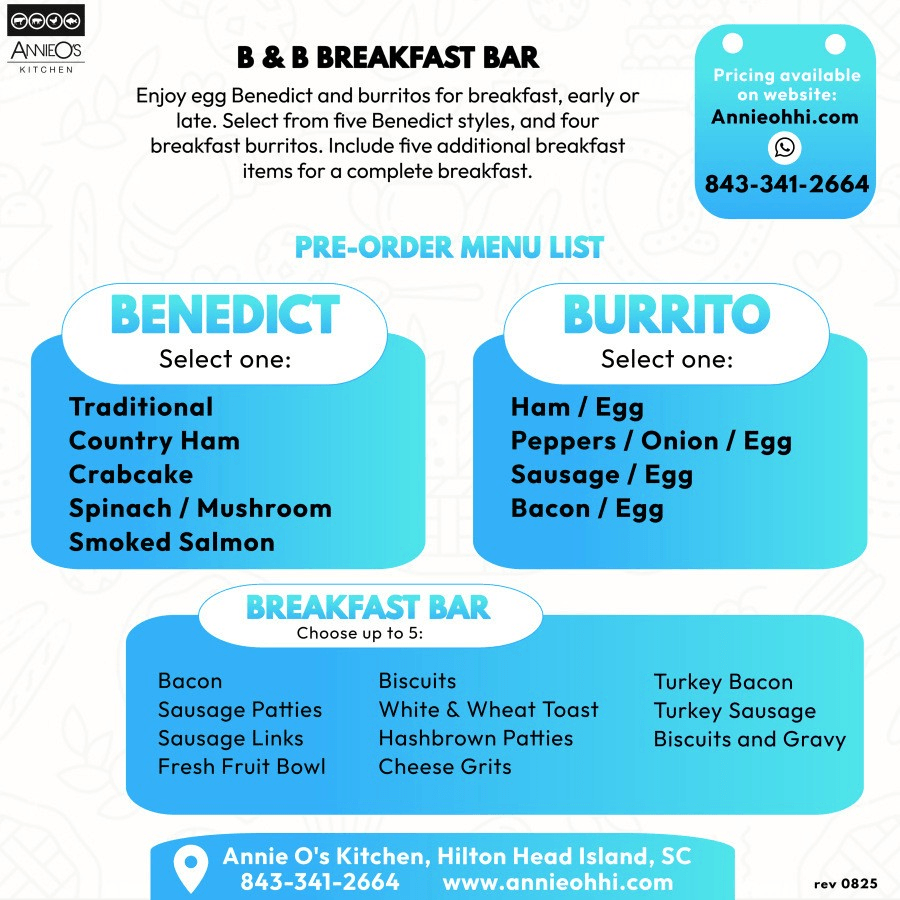 B & B Breakfast Bar Package.