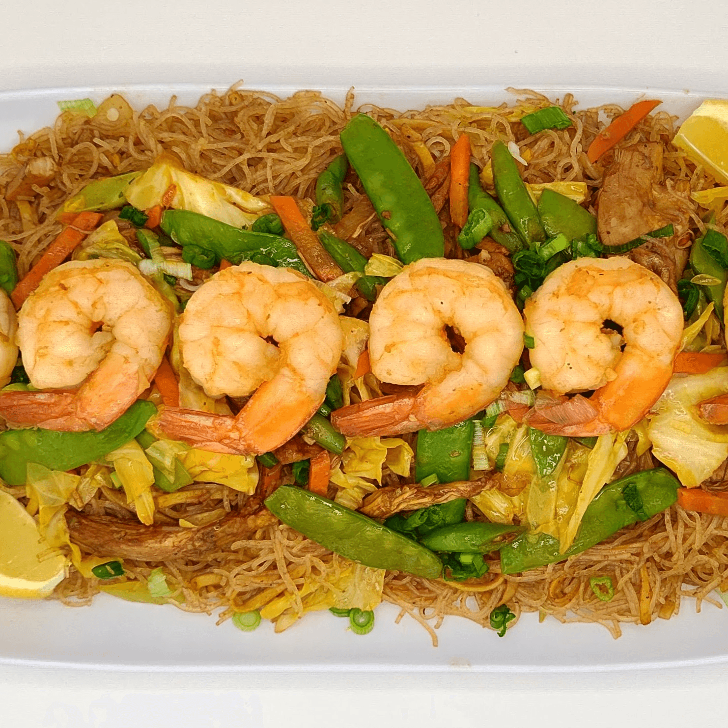 Pancit Bihon with Shrimp.