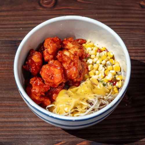 Korean Fried Chicken Over Rice.