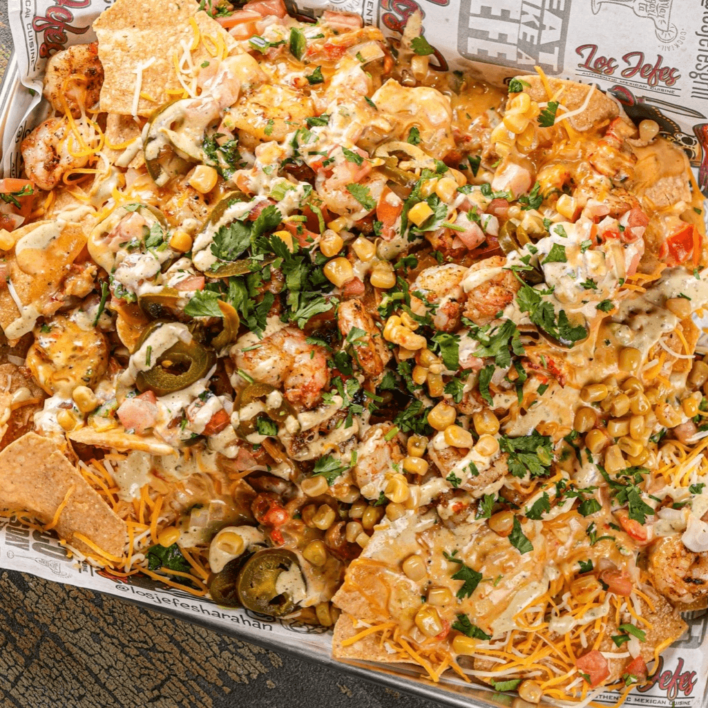 Jefes gulf shrimp & crawfish nachos.