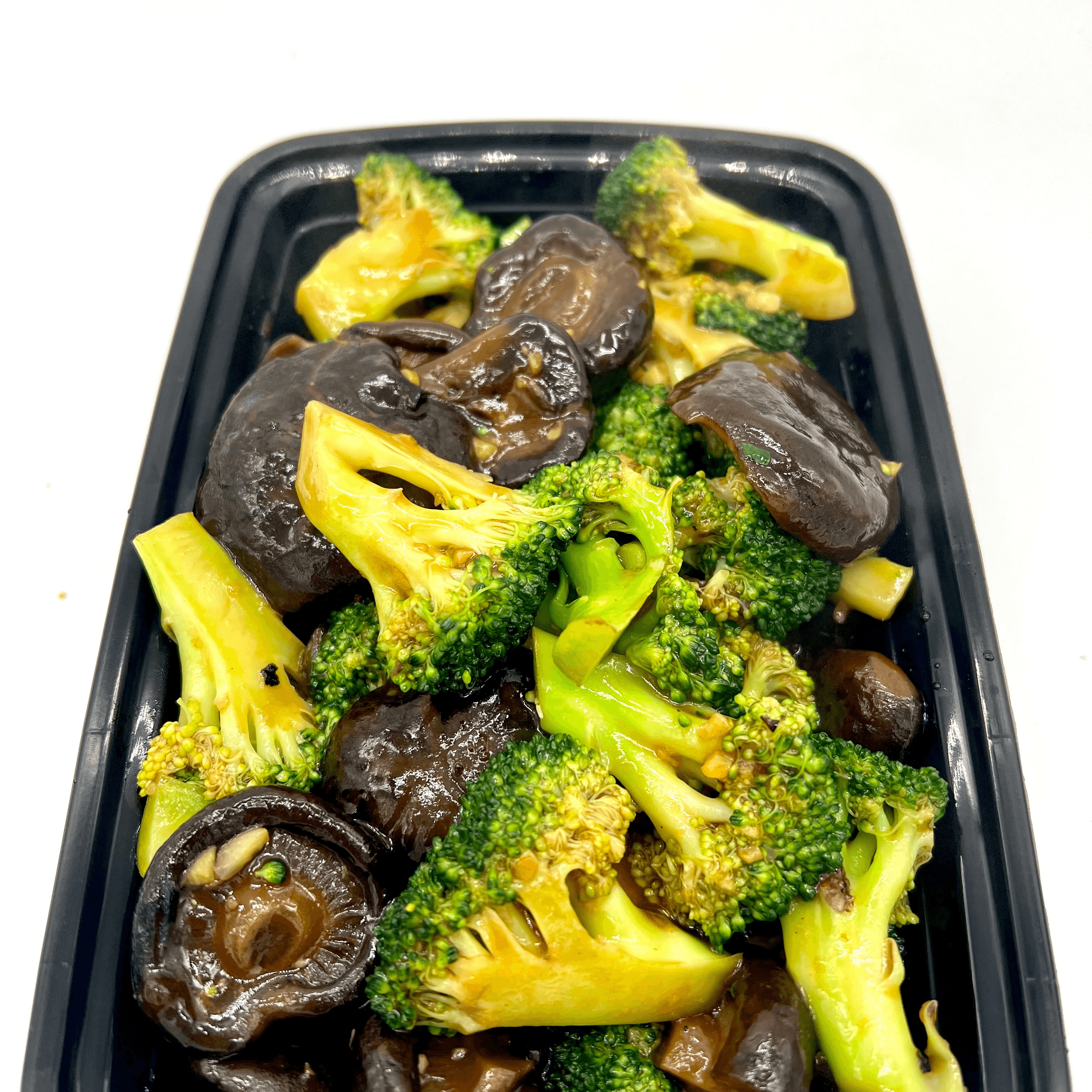 Broccoli with black mushrooms.