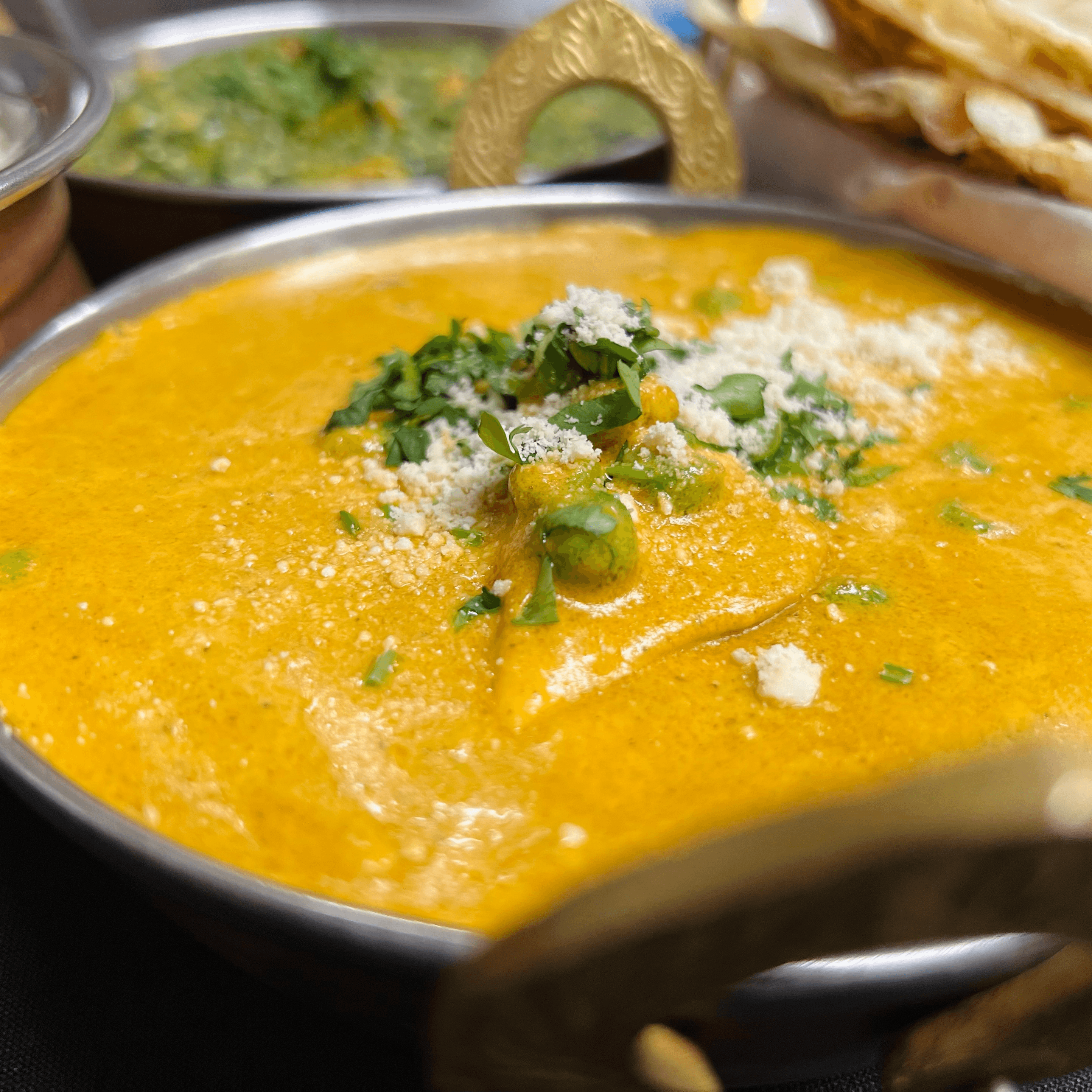 Matar Paneer (Green Peas & Homemade Cheese).