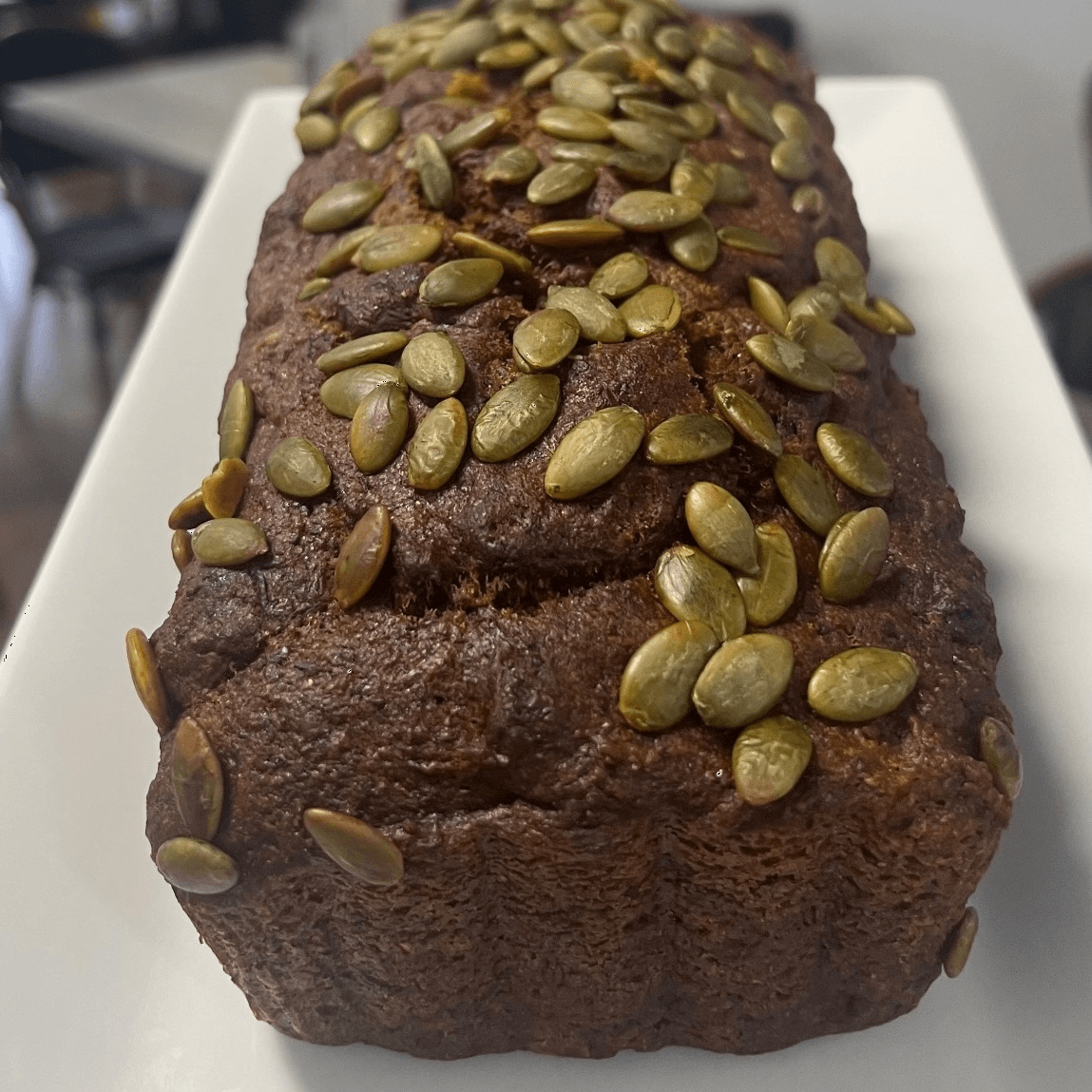 Vegan pumpkin bread loaf.