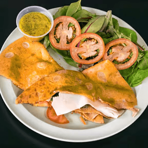 Turkey, Mozzarella, and Basil Crepe.