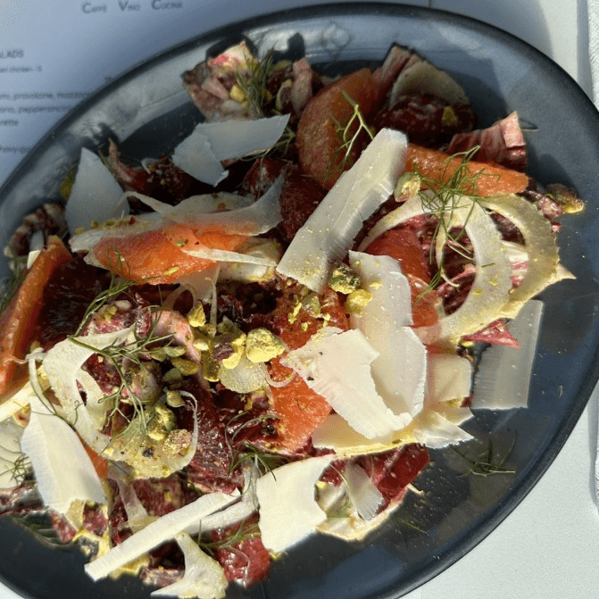 Winter Citrus Endive Salad with Roasted Pistachio Vinaigrette.