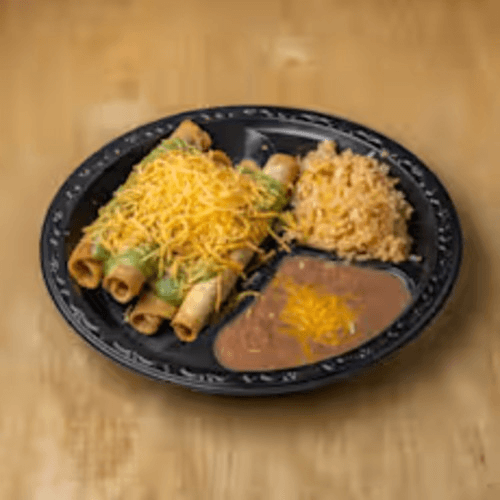#4. Four Rolled Tacos Combo Plate.