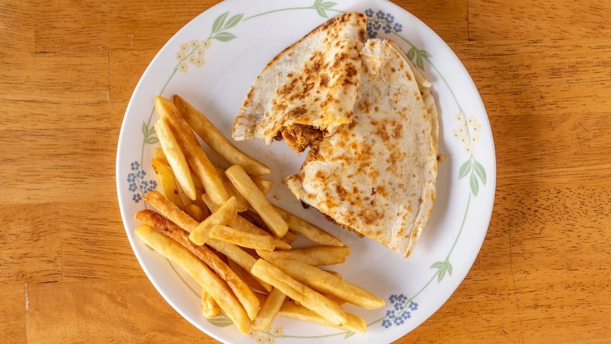 Kid's Sized Chicken Quesadilla.