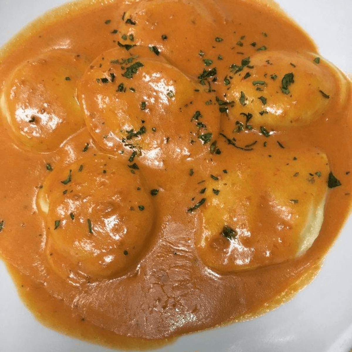 Lobster Ravioli with Pink Sauce.