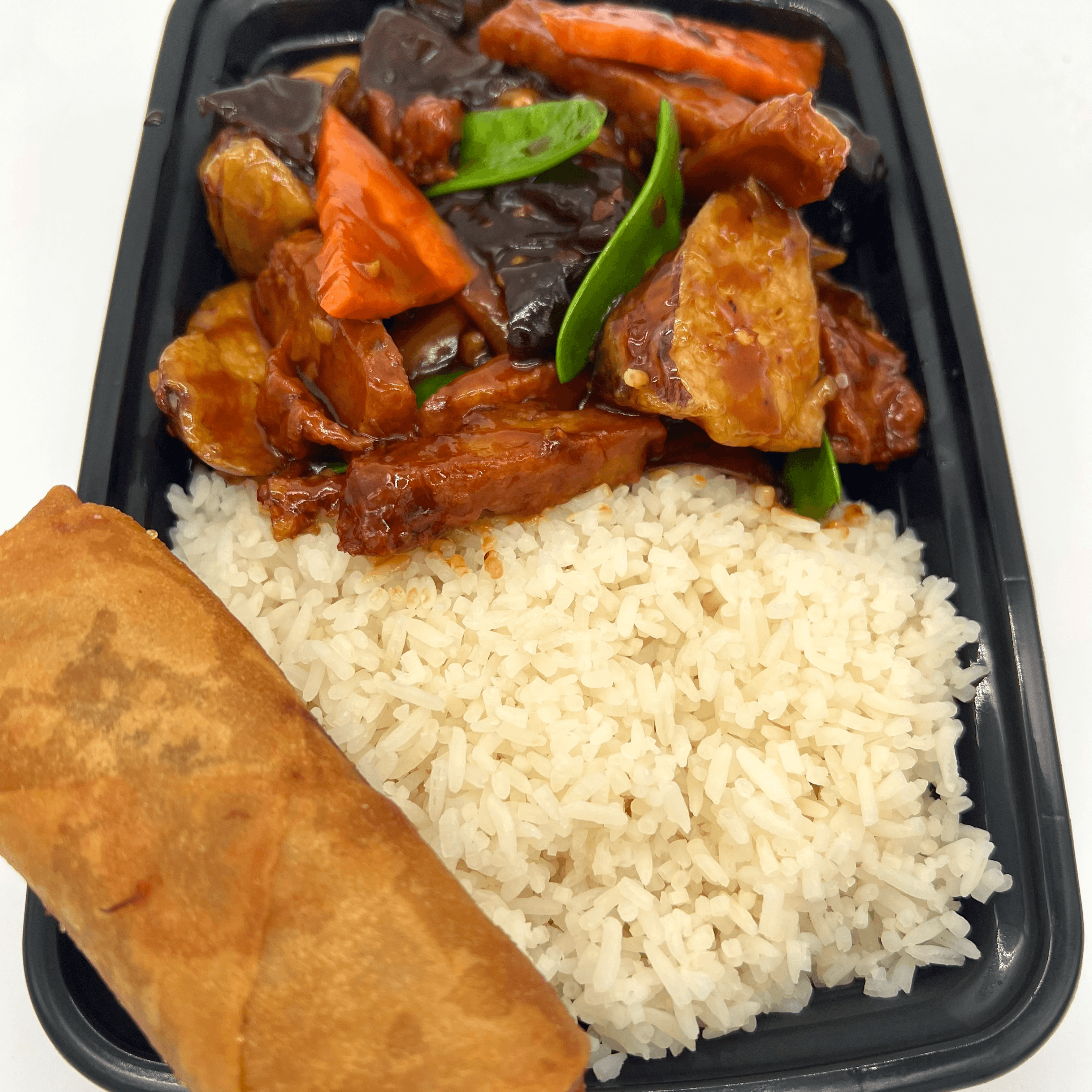 Eggplant with soy chicken lunch special.