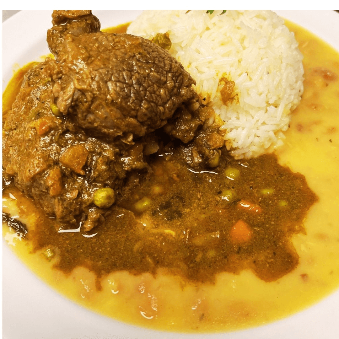 Beef Stew with Rice and Beans "Seco de Res".