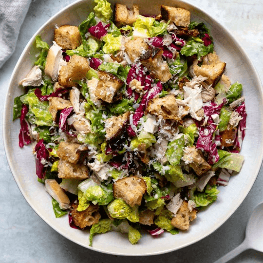 Romaine Caesar Salad with Rotisserie Chicken.