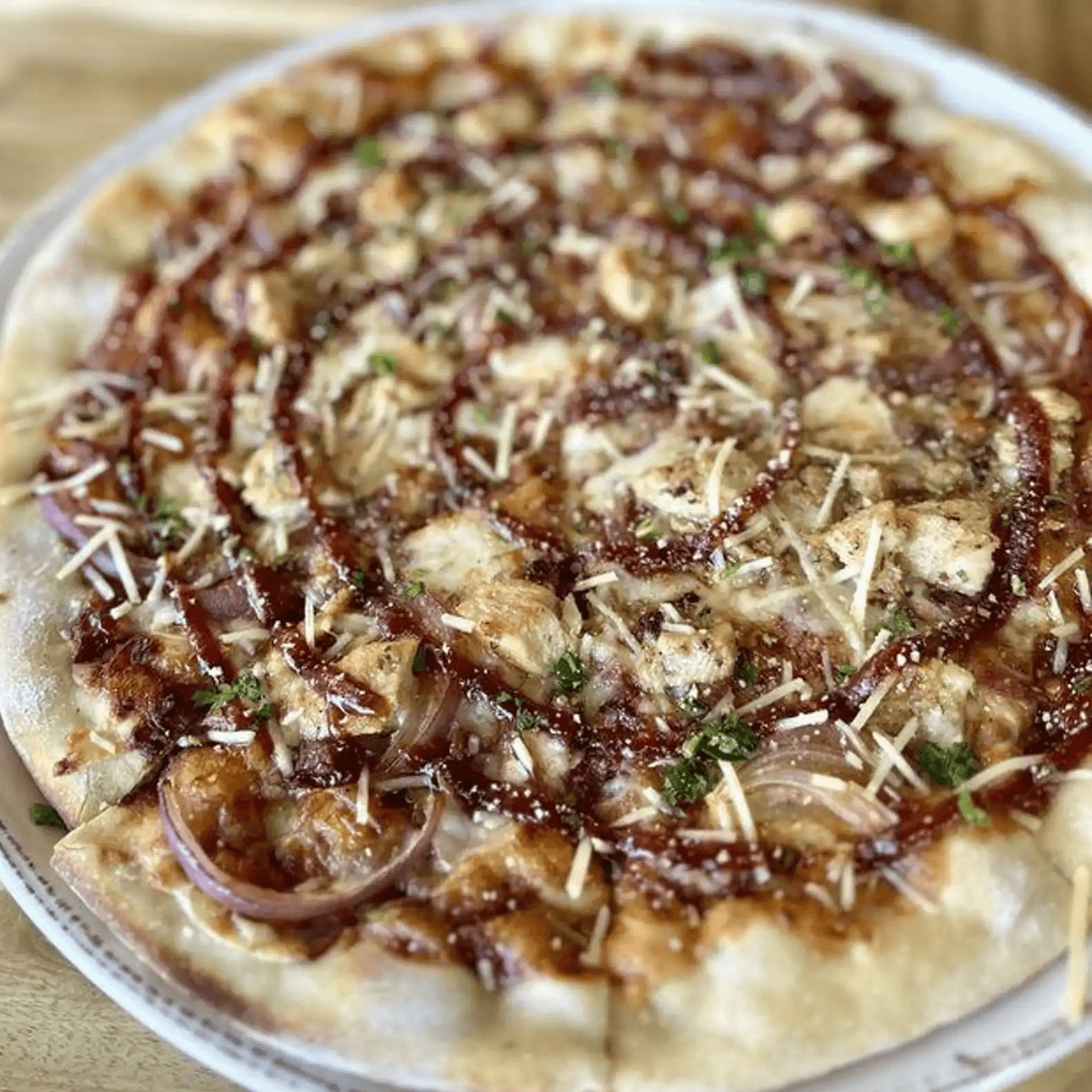 BBQ Chicken Pizza.