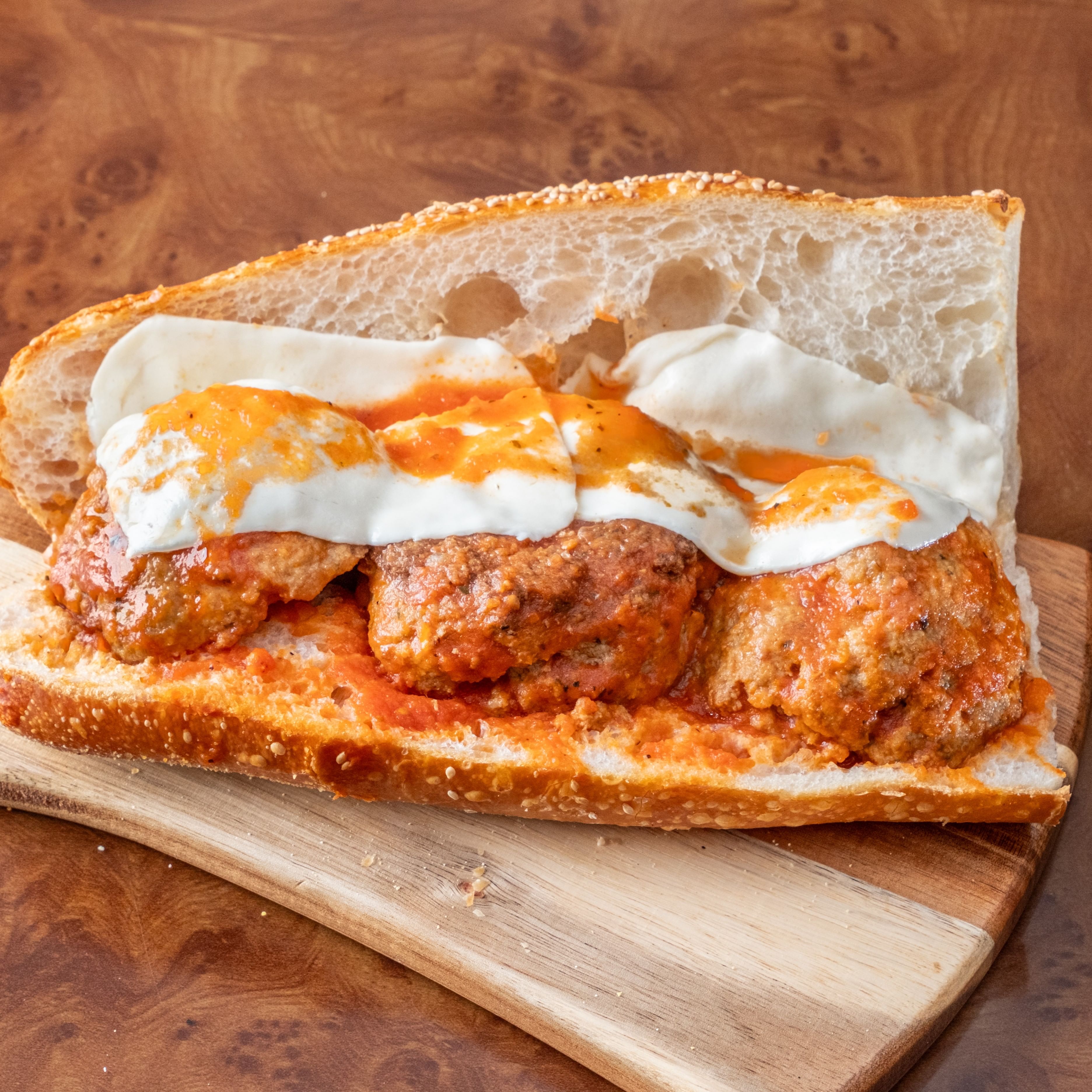 Meatball Parmigiana Hero.