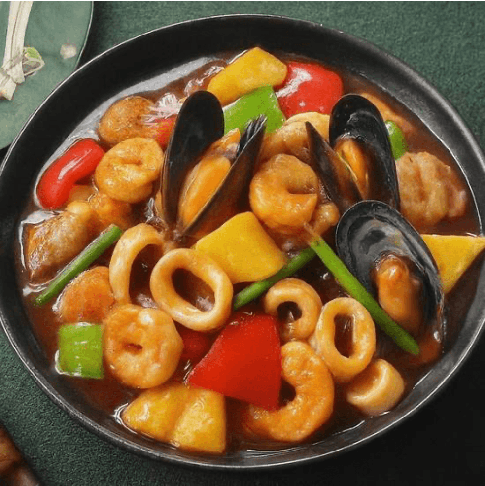 Sweet & sour seafood.