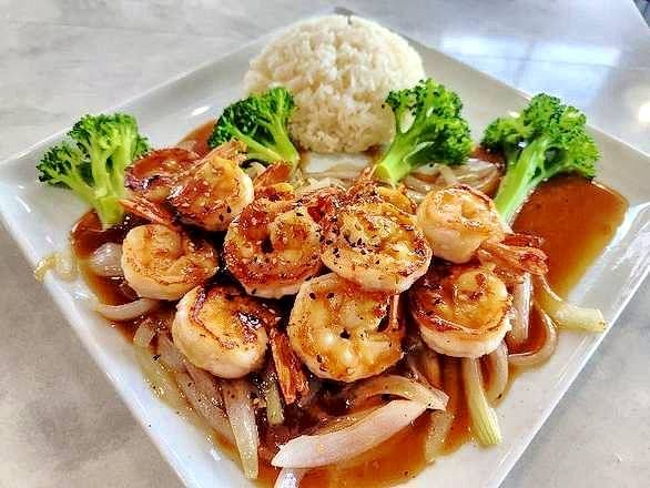 Teriyaki shrimp.
