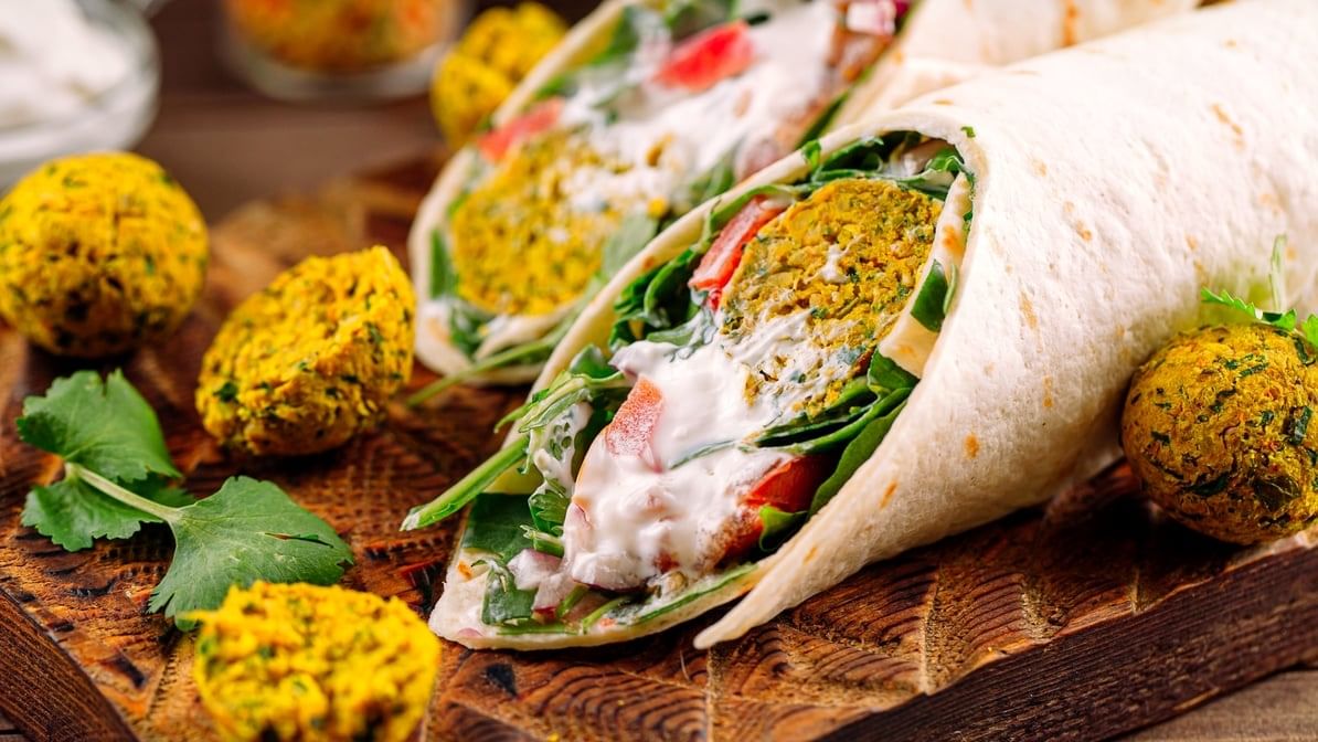Mediterranean Drama Falafel Burrito (Vegan -New!).