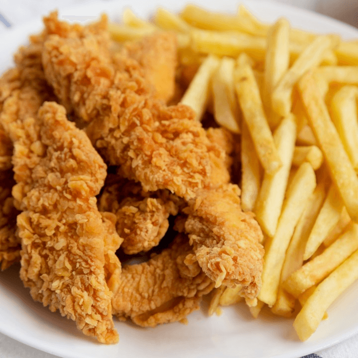 Kids chicken fingers&fries.