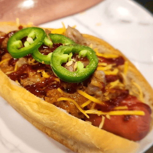 BBQ Brisket Chilli Hot Dog