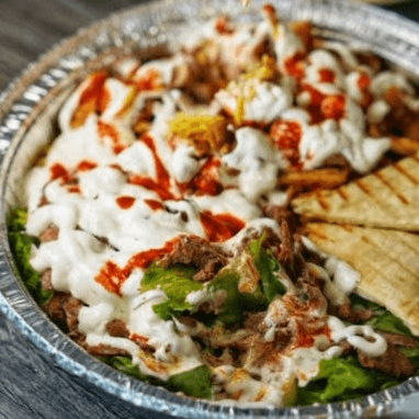 Lamb Kabab over Rice.