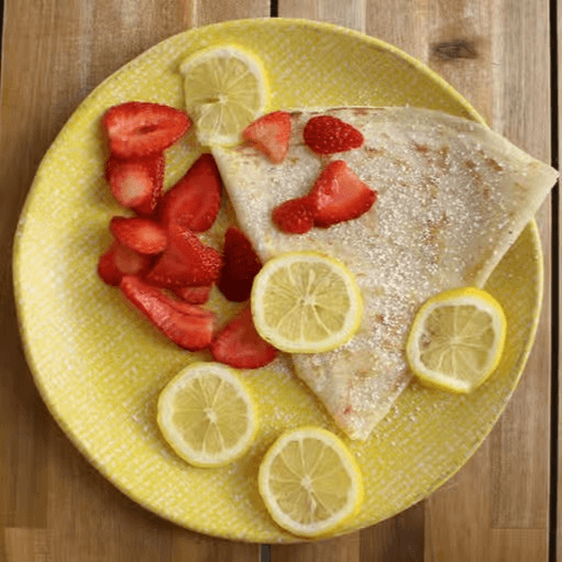 Strawberries, Lemon and Sugar Crepes.