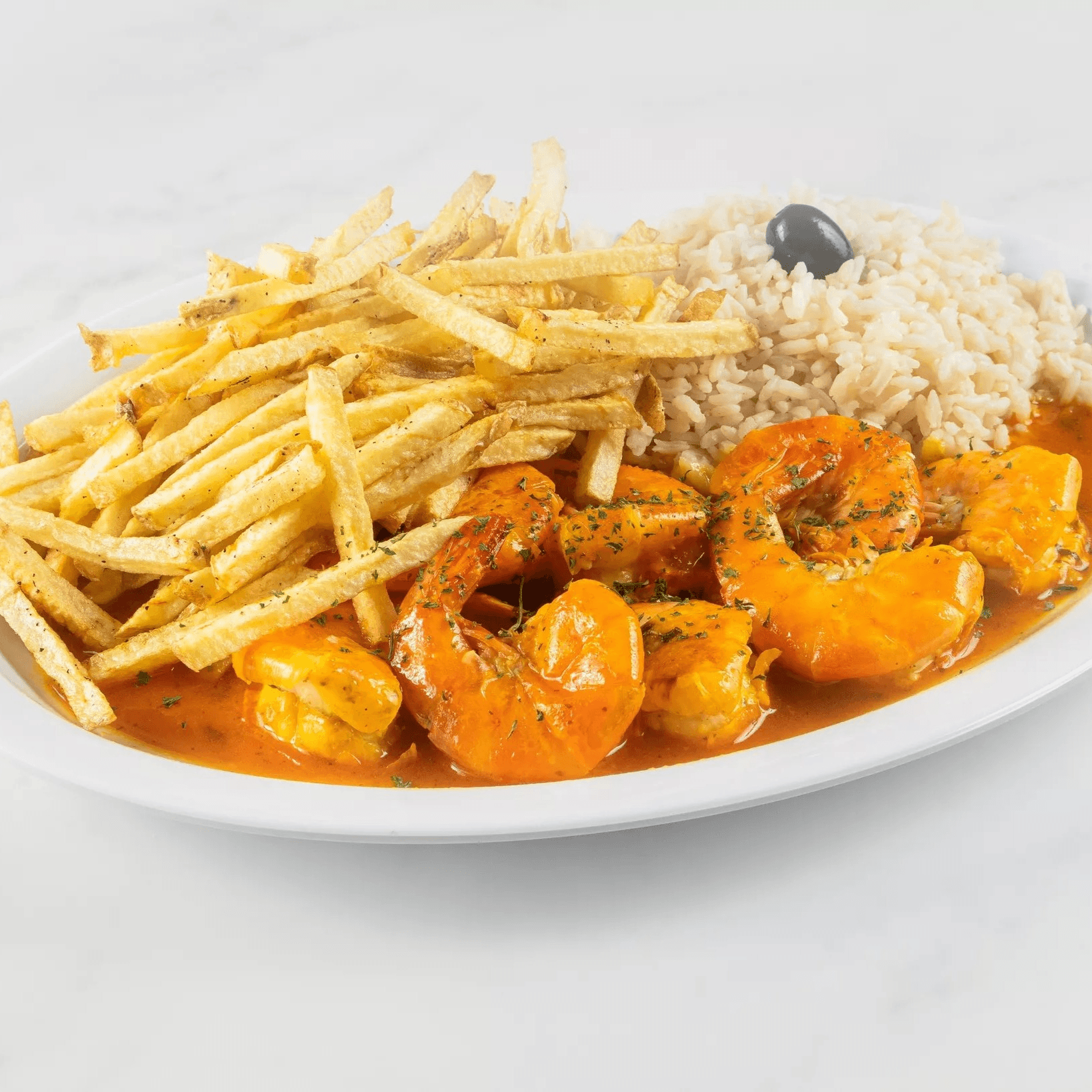 Jumbo shrimp Mozambique plate.