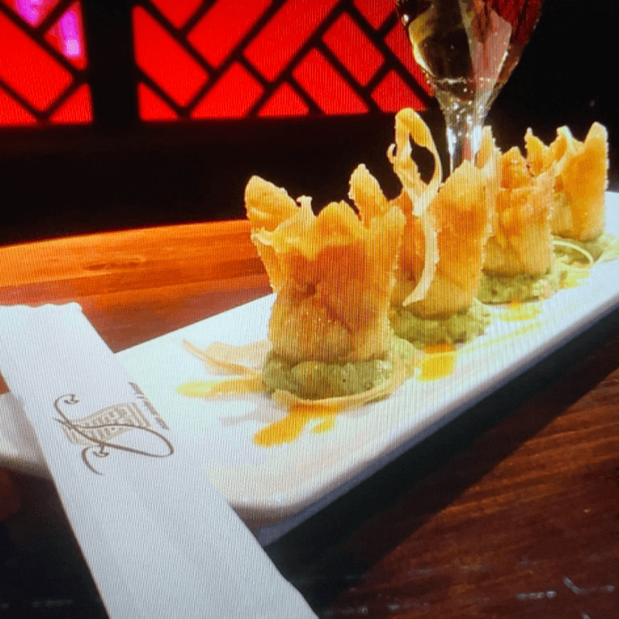 Crispy tuna dumpling.