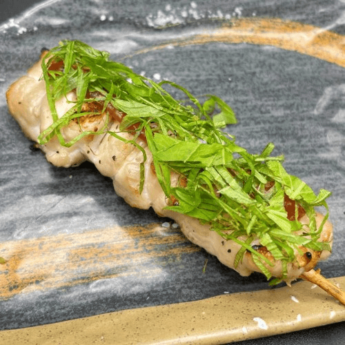 Umeshiso (Jidori Chicken Tender with Plum Paste and Shiso Leaf) Skewer　ささみ梅紫蘇串