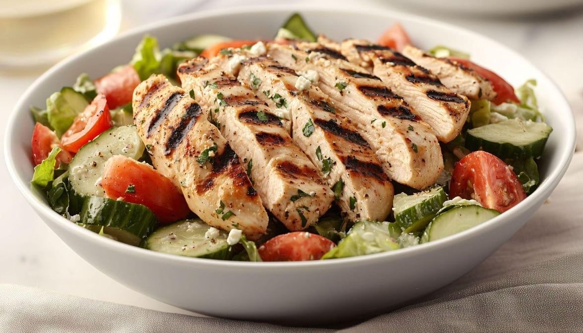 Greek Salad with Grilled Chicken.