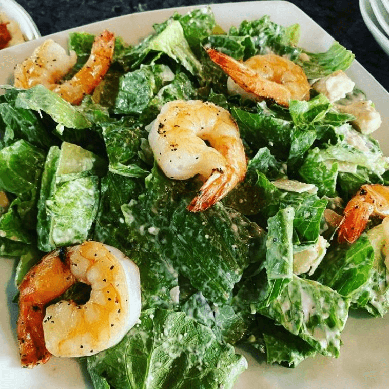 Caesar Salad with Shrimps.