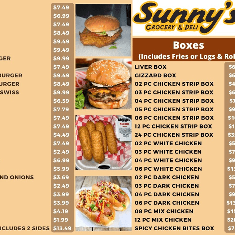 Sunny's Grocery And Deli Online Menu Best american food in Donalsonville, GA