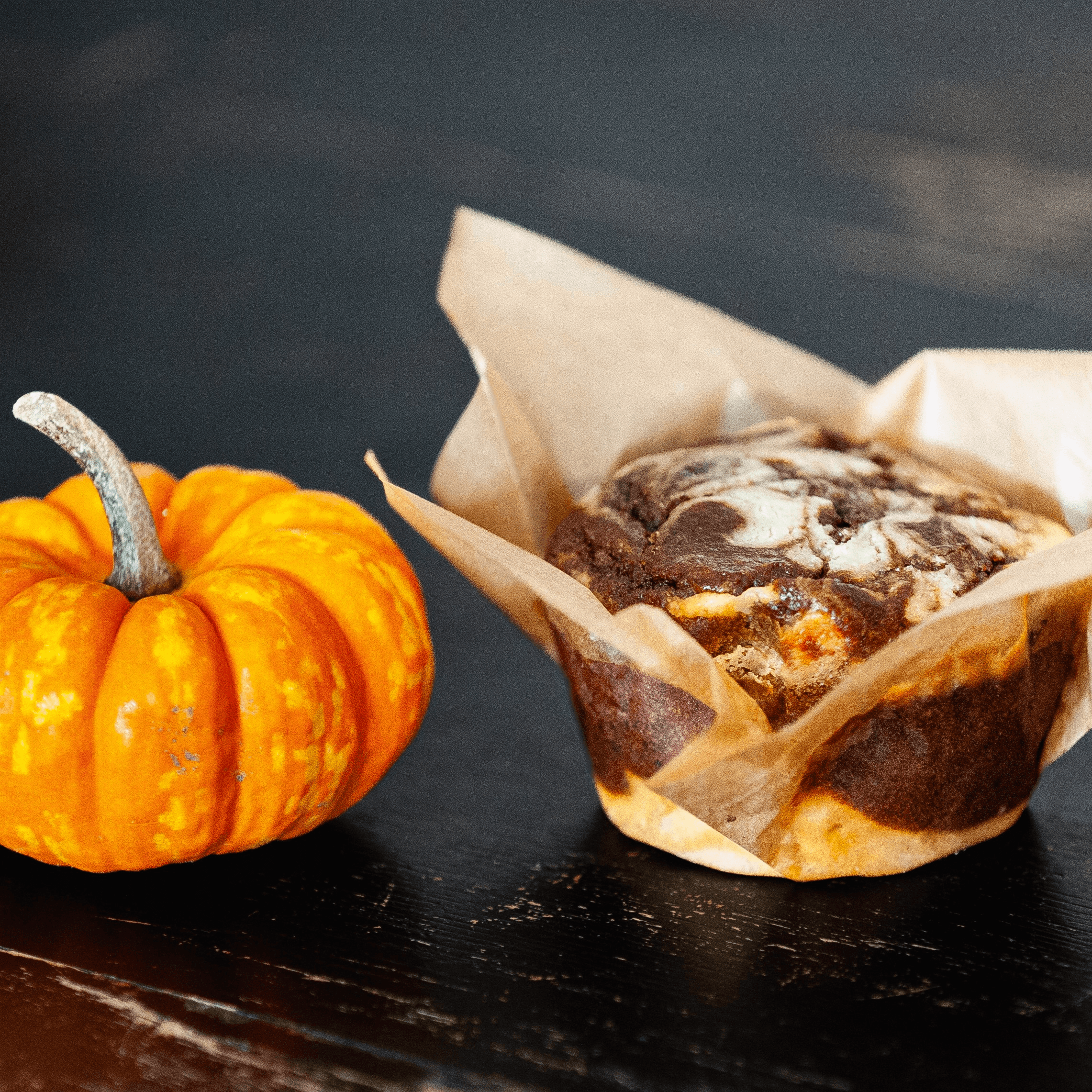 Pumpkin Muffin with Cream Cheese Swirl.