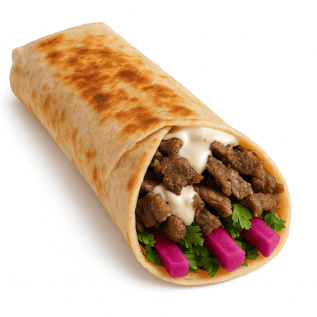 Beef Shawarma Saj Wrap.