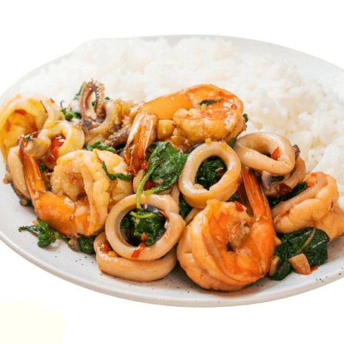 Kra Pao Ta-Le (Basil Seafood).