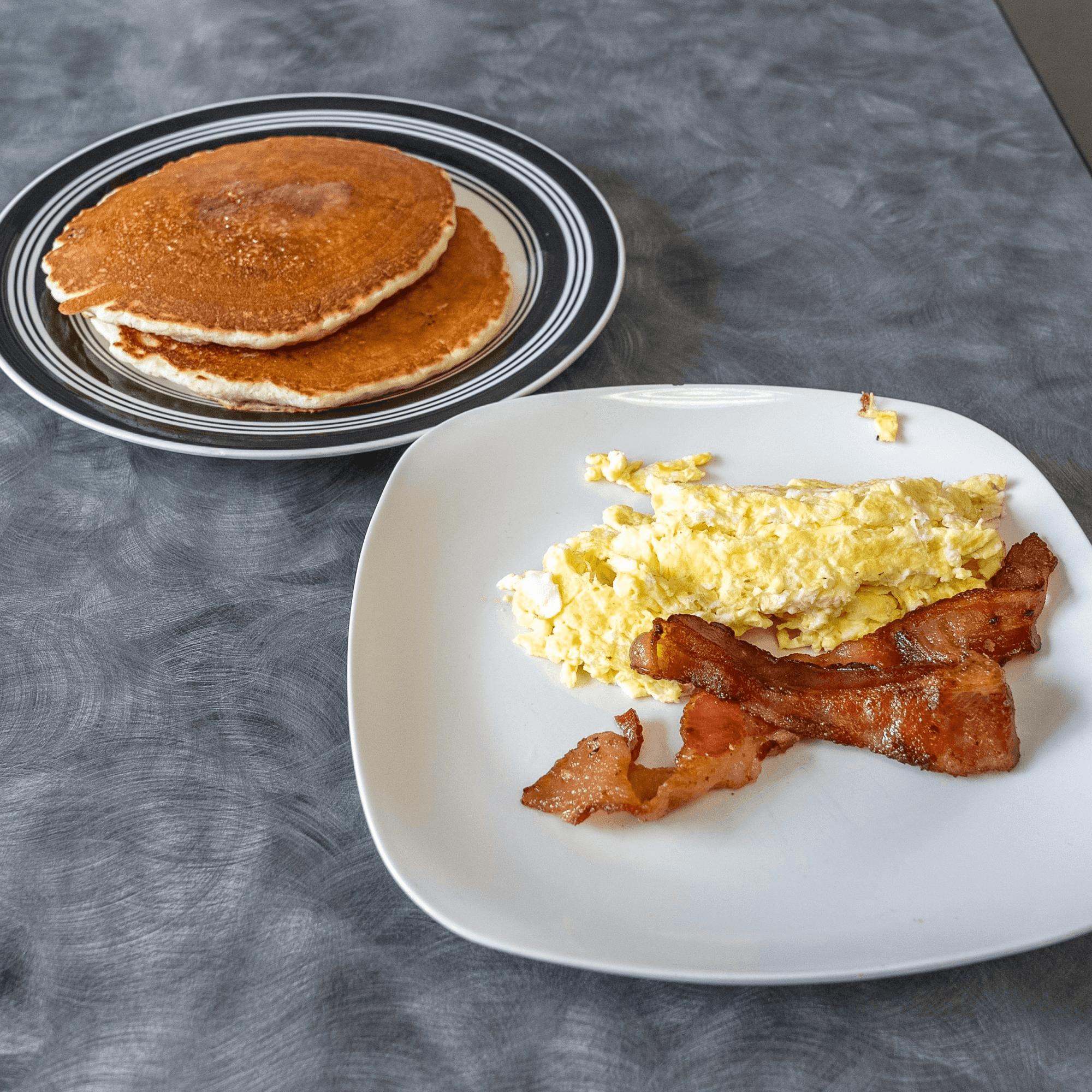 Two Eggs Two Bacon and Two Pancakes.