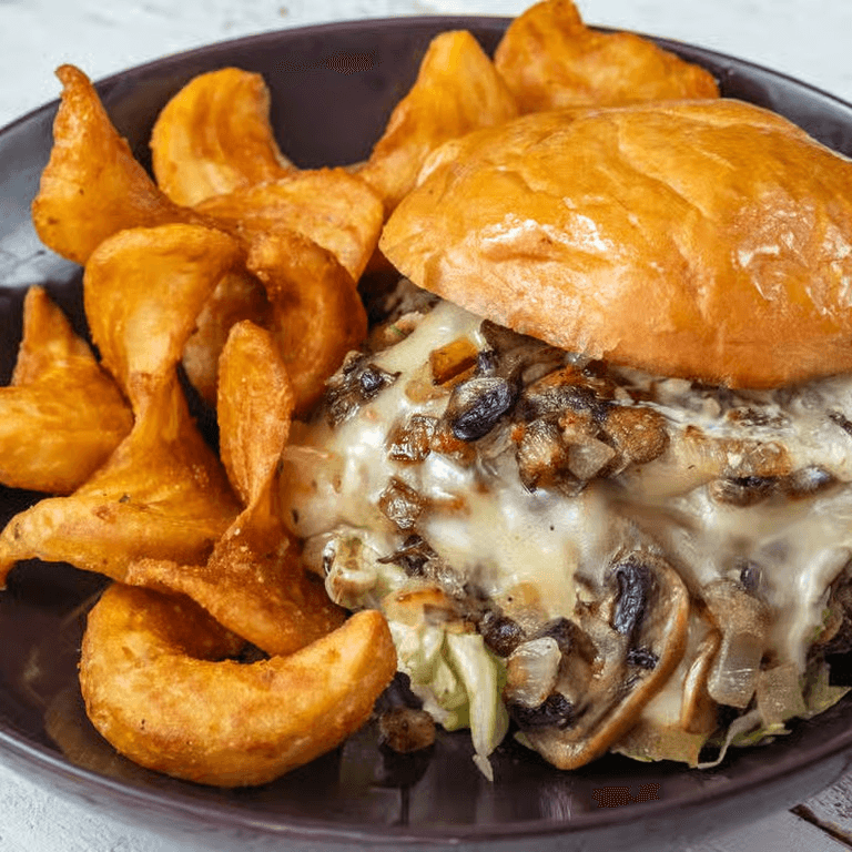 Mushroom Swiss Burger.