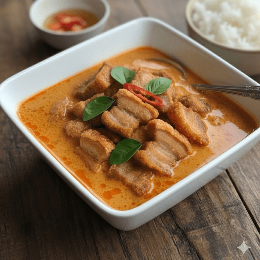 Panang Curry with Crispy Pork.