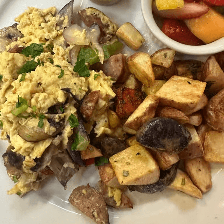 Aidells chicken sausage scramble brunch.