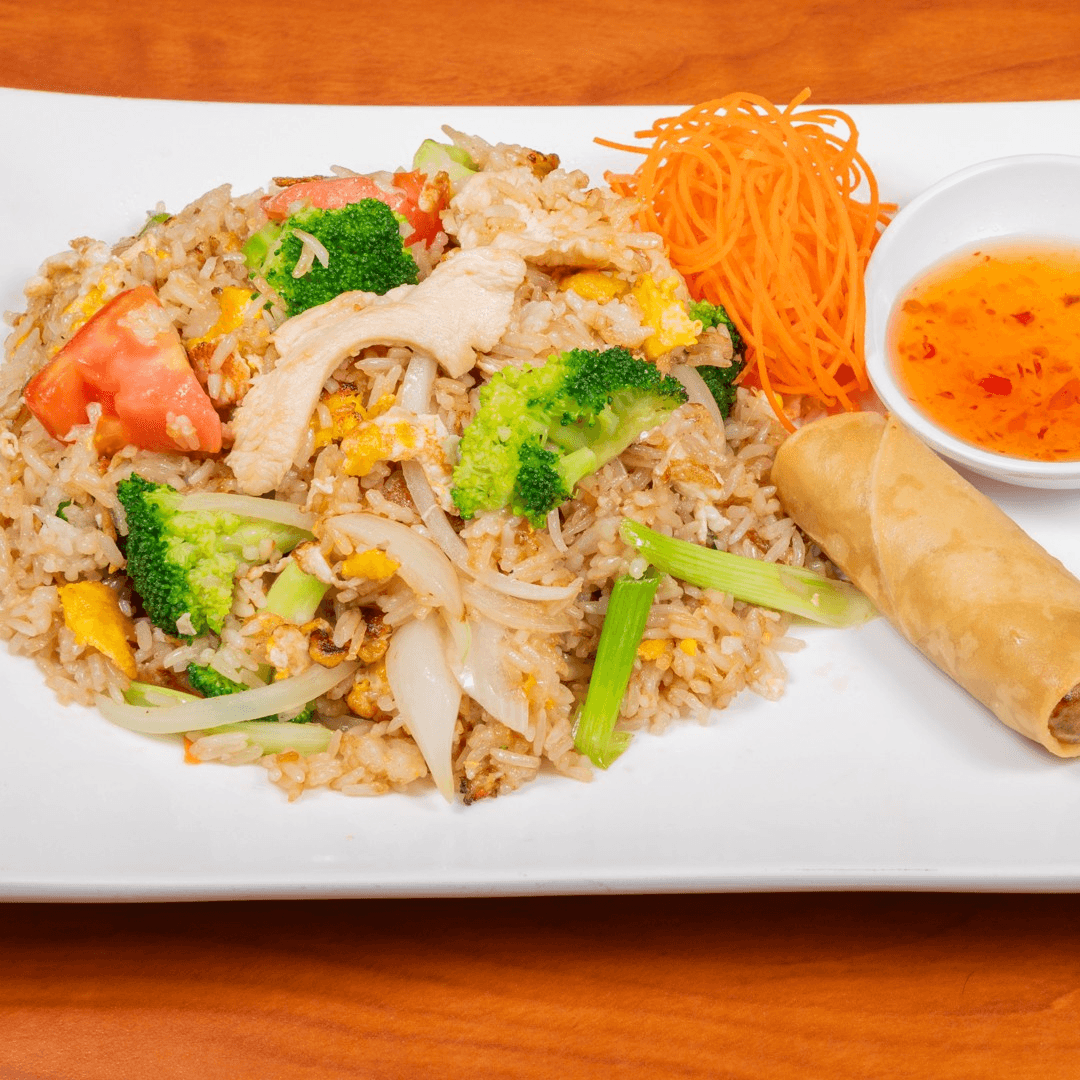 Fried Rice with Egg Roll.