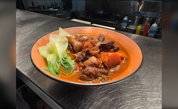 Spicy beef brisket noodles.