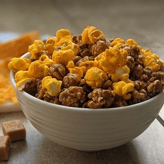 Caramel and Cheese Mixed Popcorn.