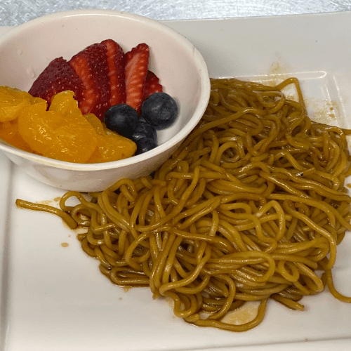 Teriyaki Noodles & Fruits