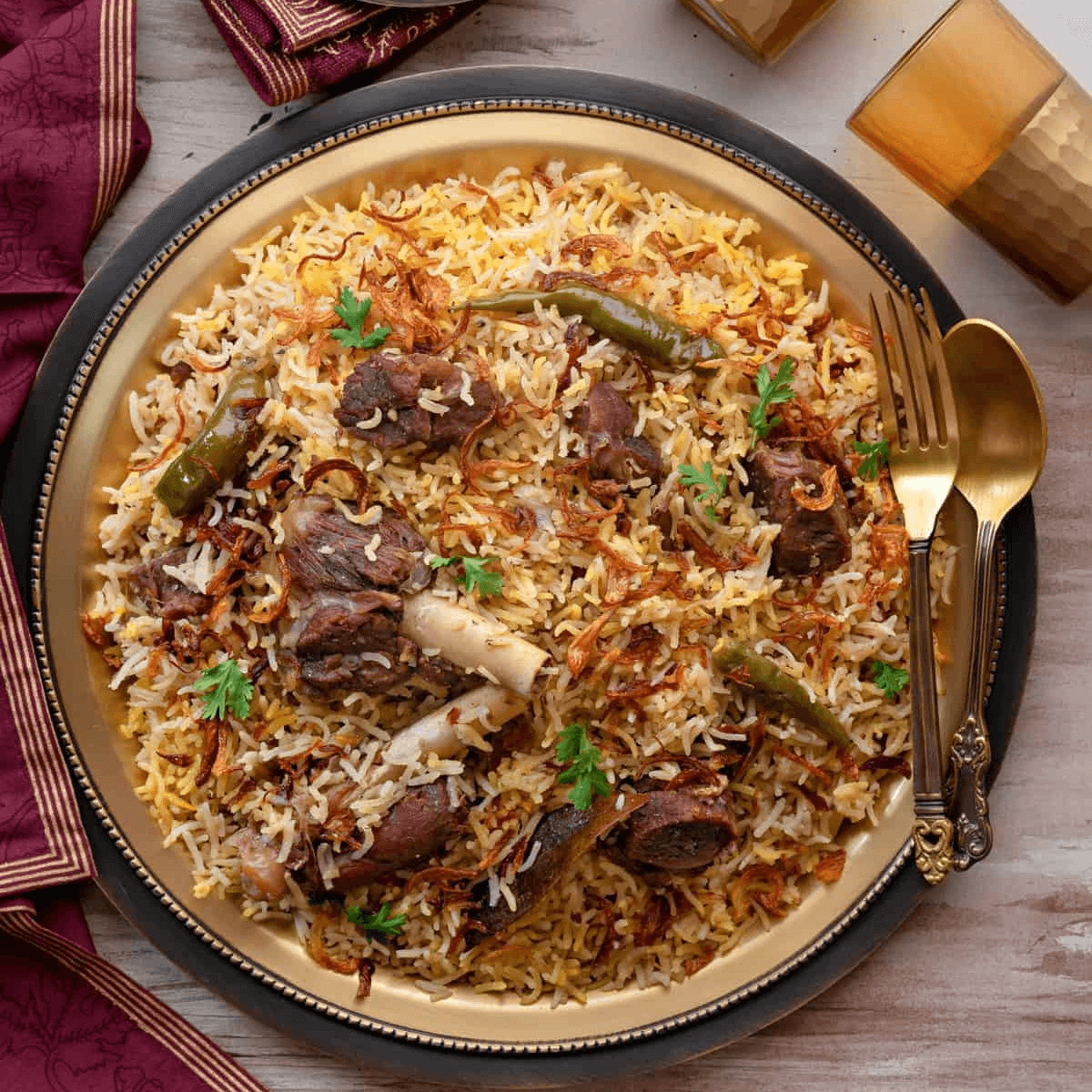 Mutton Fry Piece Pulav.