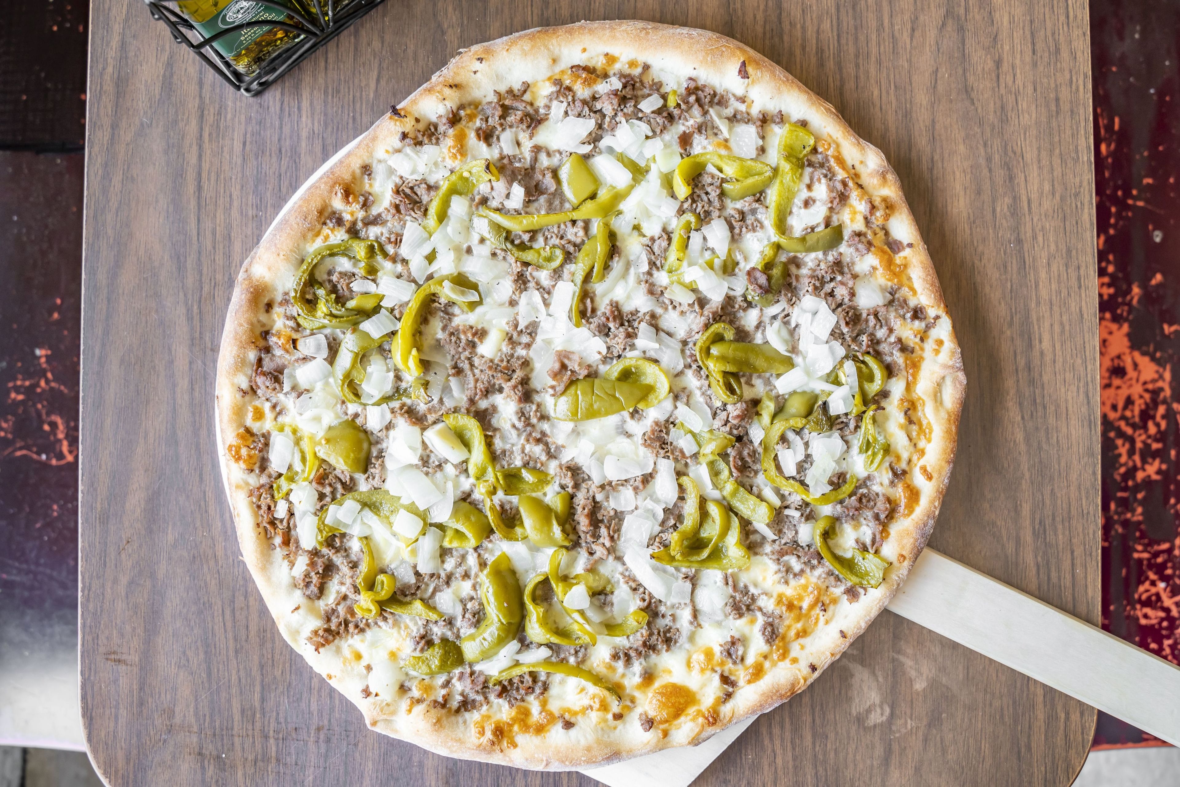 Philly Cheesesteak Pizza.