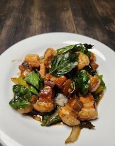 Spicy Basil with Crispy Pork.