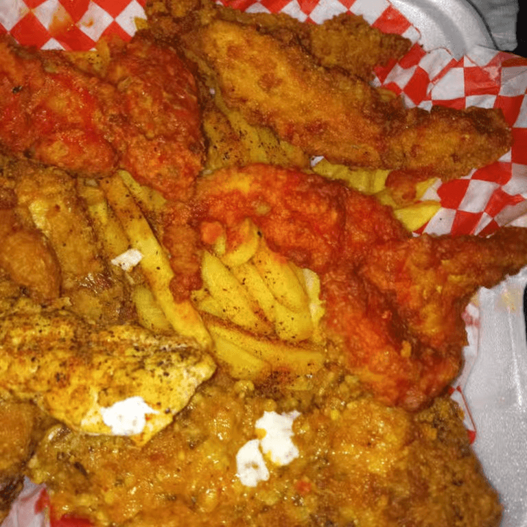 Lake shore drive chicken sampler platter.