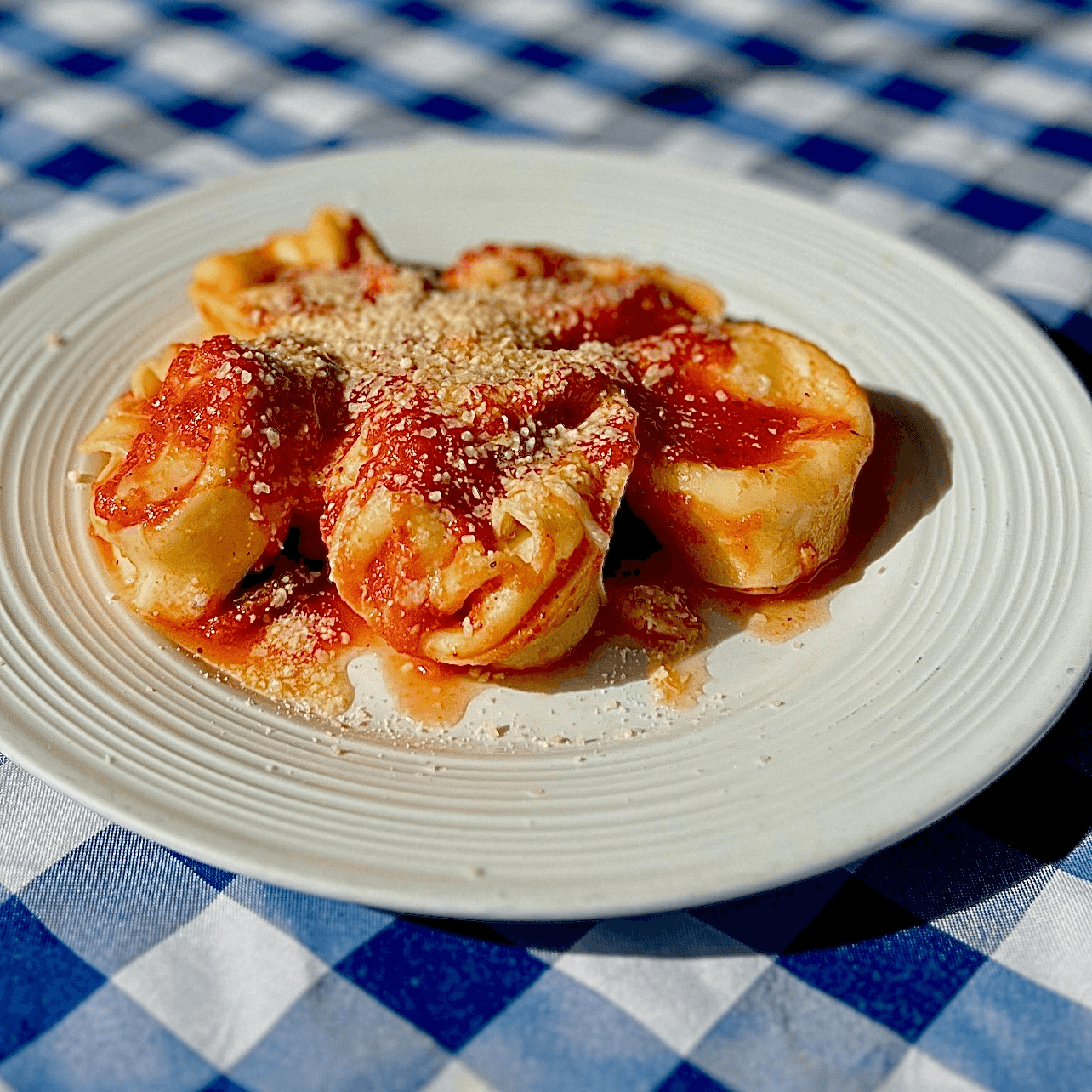 Tortelloni Pomodoro (Big Tortelli Marinara Sauce).