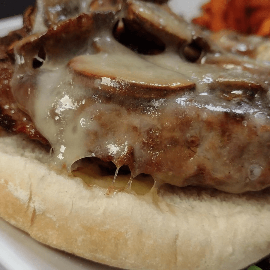 Mushroom Swiss Burger.